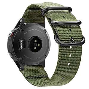 FINTIE Garmin Fenix 6/Fenix 5/Fenix 5 Plus/Forerunner 935 Smart Watch Strap Soft Woven (Olive)