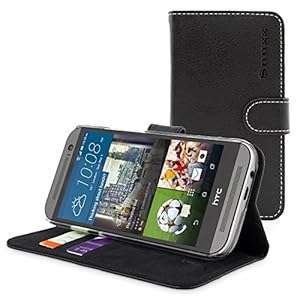 Snugg HTC One M9 Case - Leather Flip Case with Lifetime Guarantee (Black) for HTC One M9