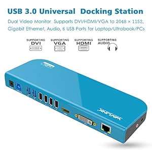 Wavlink USB 3.0 Universal Docking Station Gigabit Ethernet Video Monitor Display HDMI/DVI/VGA u