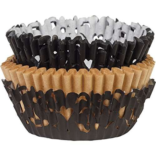 Wilton 24 Pk STANDARD Layering Elegance Black Cupcakes Muffin Party Baking Cases