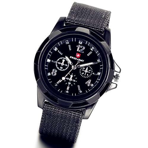 Lancardo Military Army Pilot Fabric Strap Sports Men's Swiss Military Watch