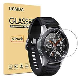 UCMDA Galaxy Watch 46mm Screen Protector 5 Pack 0.33mm 9H Hardness Easy Installation Anti-Shatter Te