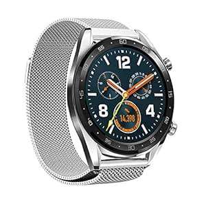 Leafboat Compatible Huawei Watch GT Strap 22mm Adjustable Huawei Watch GT Milanese (Silver Milanese)