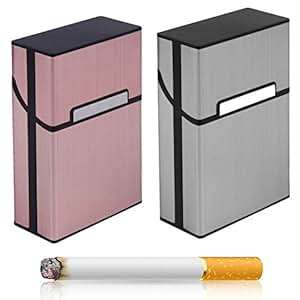 Cigarette Case 2 PCS Aluminum Cigarette Case Cigarette Box Cigar Protective Cover Rose Gold Silver