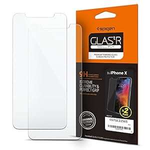 Spigen 2 Pack iPhone X Screen Protector Easy-Install Kit iPhone X Tempered Glass Anti-Scratch iP