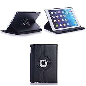 Apple iPad 2017 9.7 Black PU Leather 360 Degree Rotating Case Cover