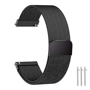 Fullmosa Milanese Watch Strap 20mm Huawei Watch 2/Moto 360 2nd Gen/Pebble Time/Sam (20mm)(Black)