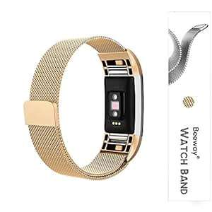 BEEWAY Fitbit Charge 2 Replacement Bands Milanese Loop Stainless Steel Watch Strap Unique Magne