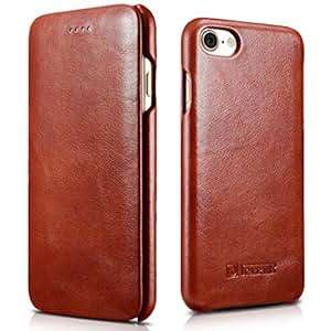 iPhone 7 Case, SLEO ICARER Series Folio Flip Corrected Leather Case[Vintage Classic Series] [Genuin