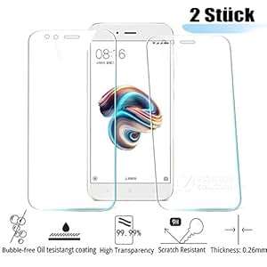Xiaomi Mi 5X Tempered Glass Screen Protector MiSha Xiaomi Mi A1 5X 2 Pack 9H Hardness Tempered Glass
