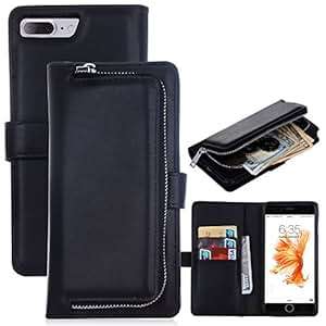 iPhone 7 Case,iPhone 7 Detachable Wallet Case,Soundmae Zipper Cash Storage Multi-function 2-in-1 Ma