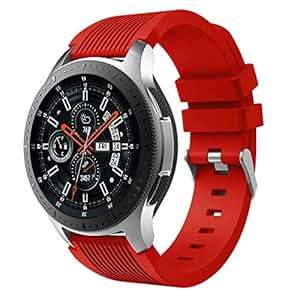 Aimtel compatible Samsung Galaxy 46mm Watch Bands 22mm Soft Silicone Sport BReplacement St (red)