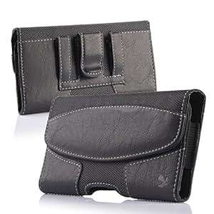iNNEXT iPhone 7 Plus Black Belt Clip Leather Case Horizontal Pouch Holster Cover Carrying Case for