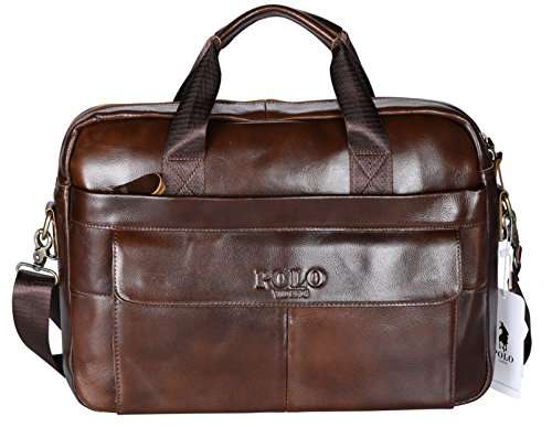 POLO VIDENG Leather Briefcase;Handmade Laptop Bag Messenger Business Bags for Me