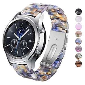 DEALELE Compatible Samsung Gear S3 Watch B22mm Colorful Resin Replacement Strap (Ice Blue)
