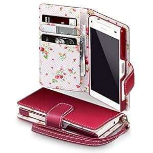 Sony Xperia Z5 Compact Case, Terrapin [Red] [Floral Interior] Premium PU Leather Wallet Case with C