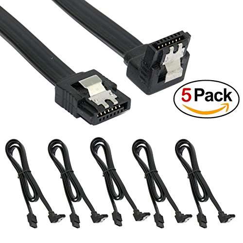 (5 x Sata 3 Data Cable) SATA III (SATA 3) cable black (40cm) with Locking Latch