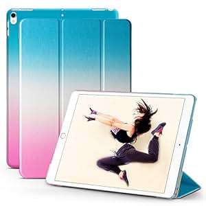iPad Pro 10.5 Case GOLP Rainbow Series Silk Pattern Cover Light weight Protective C (Blue Rose red)