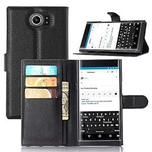 BONUSIS BlackBerry Priv Case, Foldable Kickstand Stand Feature, Premium Leather Folio Phone Wallet