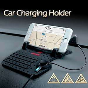 Remax Phone Car Cradles Phone Mount Stand Non-Slip Phone Holder Mat with 2 in 1 Charging Cable for i