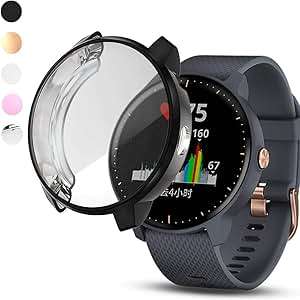 Chofit Cases Vivoactive 3 Music Protective Case Screen Protector Cover Soft TPU Plated (Black)