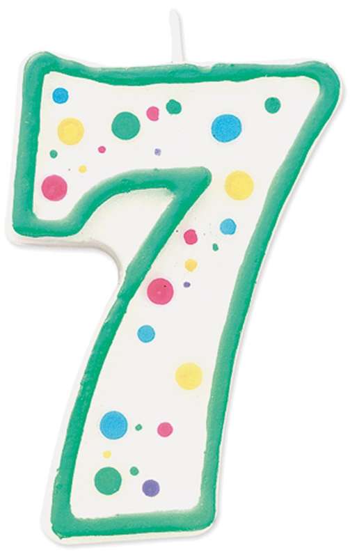Wilton Green Polka Dots Number 7 Age Candle Children Birthday Party Decoration