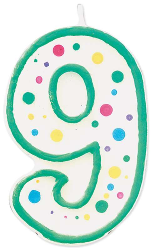 Wilton Green Polka Dots Number 9 Age Candle Children Birthday Party Decoration
