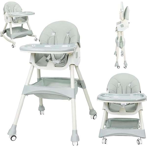 Baby Dining Chair Children Multifunctional Foldable High Chair-Green