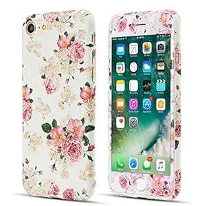 iPhone 6 Plus 6S Plus 5.5in CasePremium White & Rose Pattern Slim Thin Anti-Scratch PC Hard B
