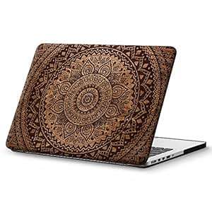HAOCOO Mandala&Wood Ultra Slim Rubbersized Snap-on Plastic Hard Case Cover for Apple MacBook Pro 13