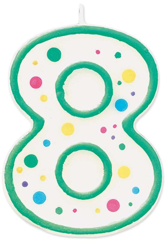 Wilton Green Polka Dots Number 8 Age Candle Children Birthday Party Decoration