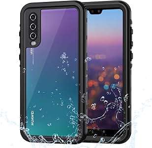 Lanhiem Huawei P20 PRO Waterproof Full Body Case Support Fingerprint ID IP68 Certif (P20 Pro)(Black)
