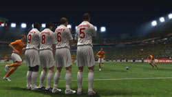 Defenders facing down a free kick in 2010 FIFA World Cup