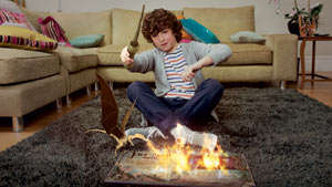 Casting a fire spell with Wonderbook: Book of Spells