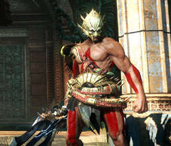 Kratos in customizable armor in God of War: Ascension