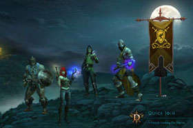 Game launch screen from Diablo III showing four of five character classes Game launch screen from Diablo III showing four of five character classes