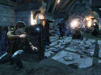 Harry using in-game cover in a fight against multiple enemies in Harry Potter and the Deathly Hallows - Part 2