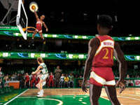 Two-on-two boss battle featuring the Larry Bird era Celtics and the Dominique Wilkins era Hawks in NBA JAM