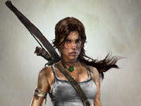 Lara Croft decked out with all her weapons in Tomb Raider