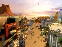 A retail city scene from Tropico 4