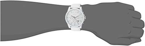 A|X Armani Exchange Men's Silvertone White Nylon With Silicone Straps Watch