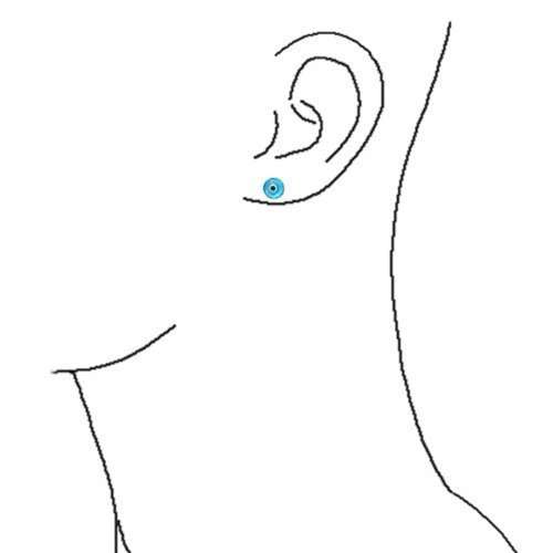 Blue Nazar Evil Eye Stud earrings Murano Glass 925 Sterling silver 9mm