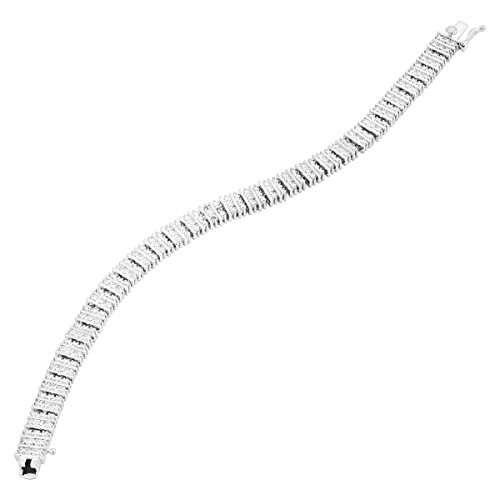 Square Link Tennis Bracelet with Diamonds in Sterling Silver-Plated Brass