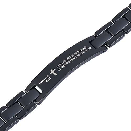 Crosstraxx Philippians 4:13 - Titanium Prayer Bracelet - Magnetic Therapy - Adjustable (..