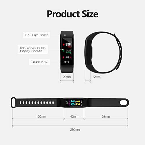 Fitness Tracker eway Fitness Watch With Color Screen Heart Rate and Blood Pressure Monitor Activity