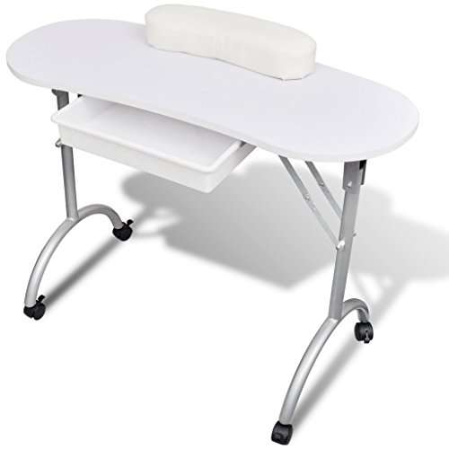 Festnight Folding & Portable Manicure Table Nail Technician Desk Workstation Salon Spa w..