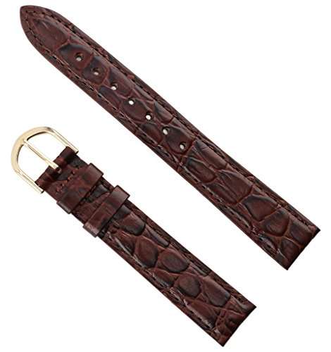 Watch Band Croco Calf Padded Regular Length Leather Replacement Watchband Black Or Brown 12,14,16,1