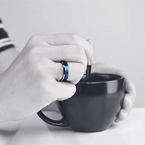 Three Keys Jewelry 6mm Two Tone Tungsten Wedding Ring Blue Brushed Wedding Band Engagement Ring Uni