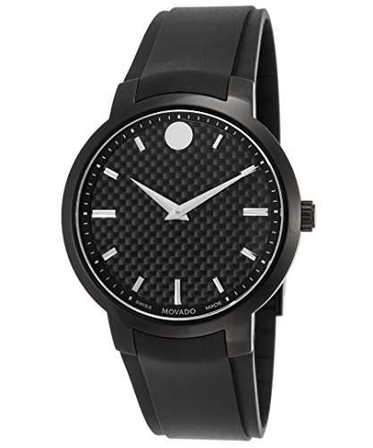 Movado Men's 42mm Black Rubber Band Steel Case S. Sapphire Swiss Quartz Analog Watch 060..