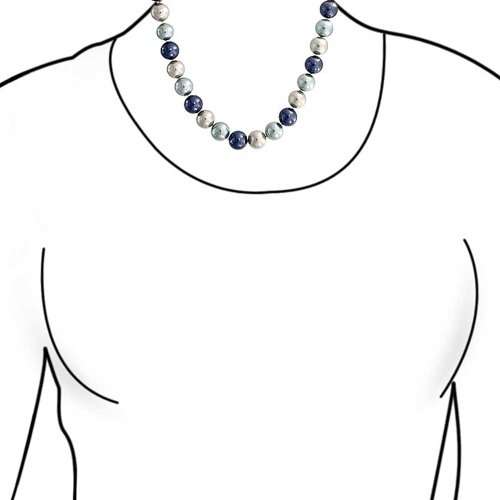 Round Blue Shell Pearl Statement Necklace